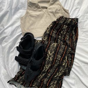 Striped wide leg pants